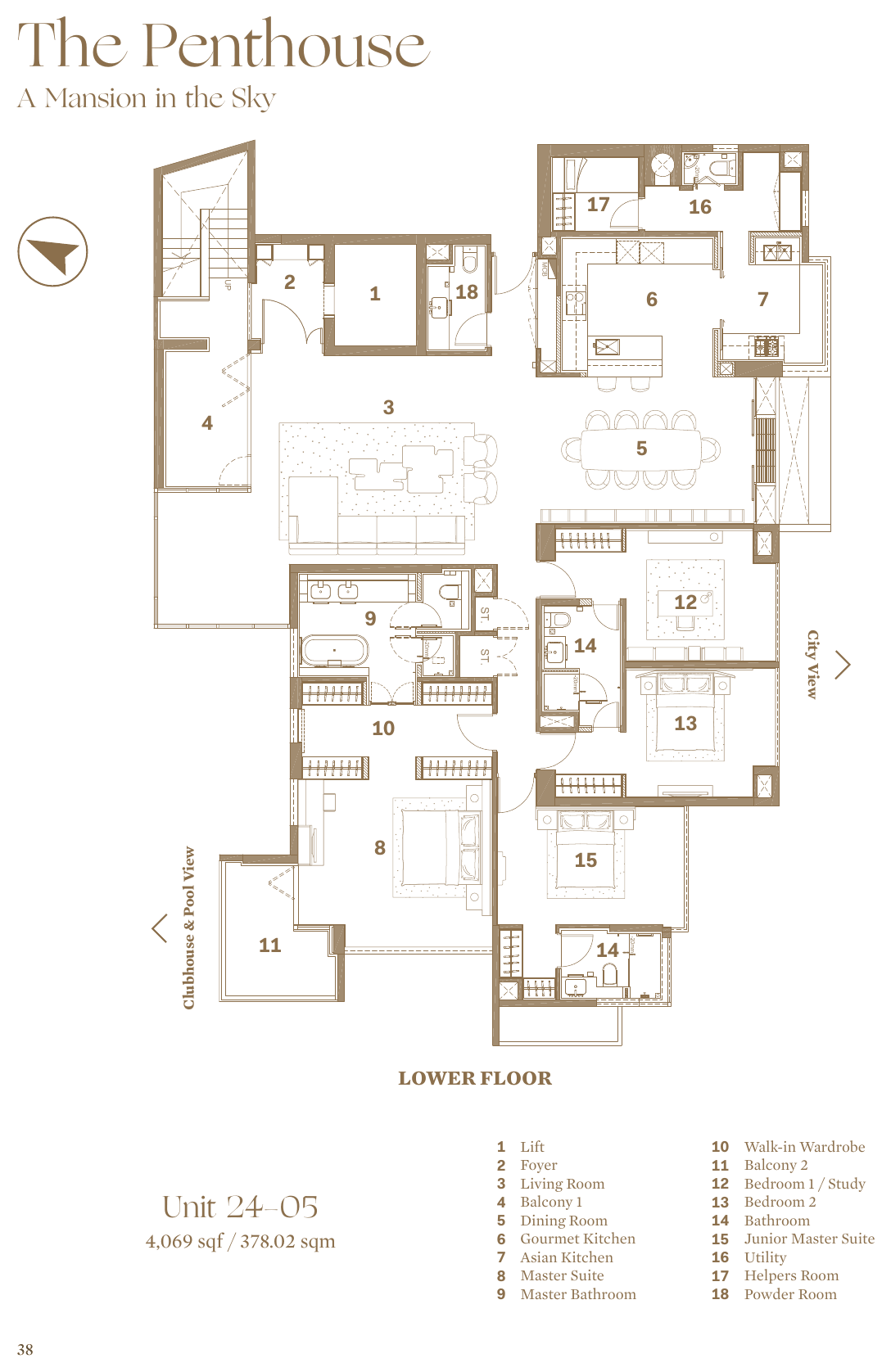 The Penthouse · lower floor · 4,069 sqft